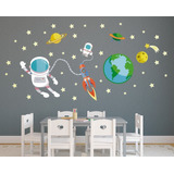 Vinilo Decorativo, Astronauta, Espacio, Planetas, Cohete Color Multicolor