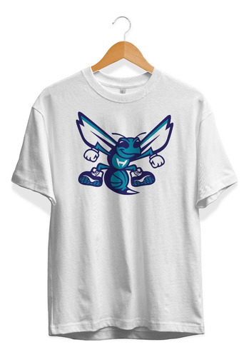 Remera Basket Nba Charlotte Hornets Blanca Logo Vintage