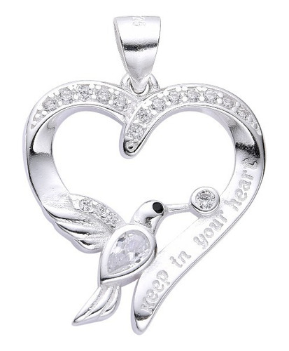 Dije Plata 925 Colibrí Picaflor Ave Corazón Regalo Mujer