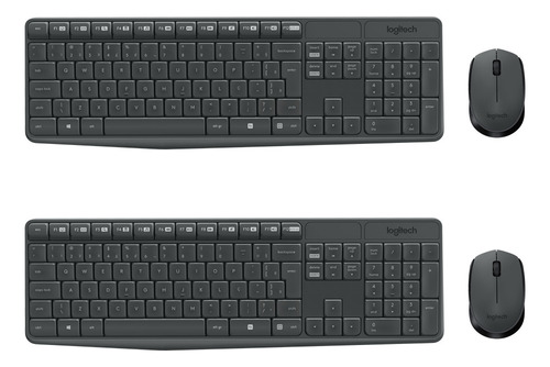 Combo Com 2x Kits Teclado E Mouse Mk235 Wireless Resist Água