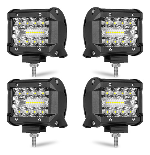 Barra De Luz Trabajo Led 60w, Triple Fila De 4 Pulgadas 4pc