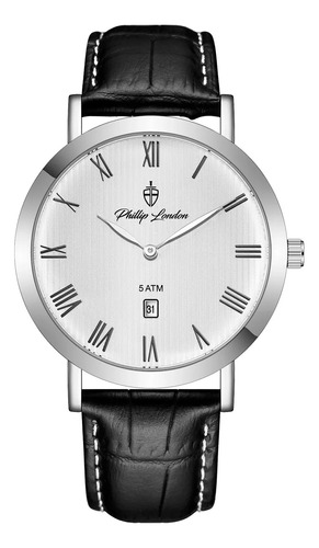 Relogio De Pulso Masculino Classico Roman Silver Black 44mm