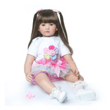 Boneca Bebe Reborn Menina Silicone 60 Cm Manu - Full