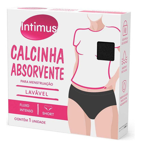 Calcinha Absorvente Intimus Short Lavável Fl Intenso M 1 Un