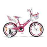 Bicicleta Infantil Aurora Infantiles Flower 16 Frenos V-brakes Y Contrapedal Color Rosa Con Ruedas De Entrenamiento  