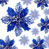 Flores Artificiales De Navidad Azul (pack De 16)