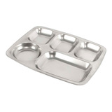 Bandeja Retangular Inox Para Servir 35x26 Com 5 Divisorias