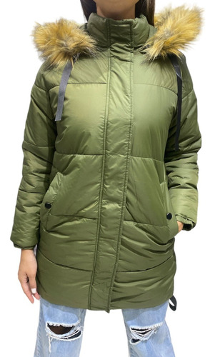 Campera Parka Importad Mujer Capucha Desmontable Puño S A Xl