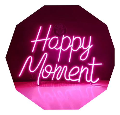  Cartel Happy Moment Neón Led Para / Fiestas / Eventos