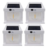 4 Farol Luz Led Carga Solar Exterior Resistente Calor Agua 