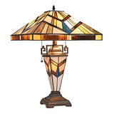 Lámpara De Mesa Capulina Tiffany, 3 Luces, 16  De Ancho, Pan