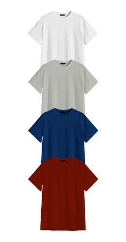 Playeras Oversize 4 Pzs Comodas Para Hombre Gama De Colores