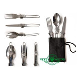 Set Kit Juego Cubiertos Cuchara Cuchillo Tenedor Plegable Viaje Camping Excursión Viaje Trabajo Lunch Oficina Portátil