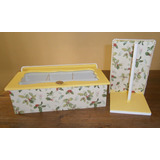 Caja De Te Y Porta Rollo De Cocina Pintada Decupage