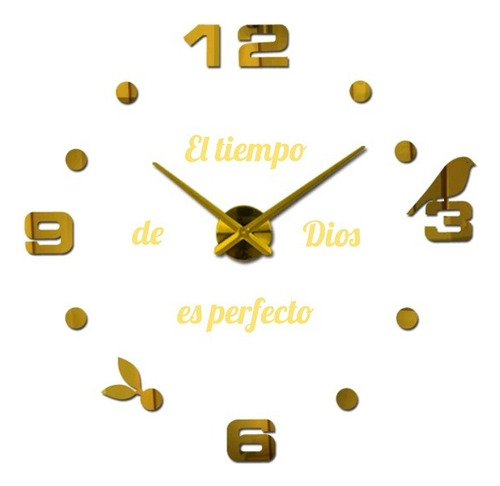 Reloj De Pared 3d Grande + Frase En Vinilo 