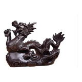 Escultura Em Madeira De Estátua De Dragão Chinês