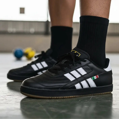 Tenis Hombre Piel, Futbol Rápido, Cocido Negro Tenis Halcon  | Envío gratis