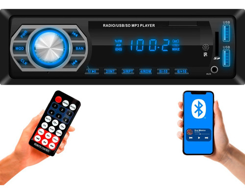 Mp3 Radio Automotivo Com Usb Sd Auxiliar Bluetooth 4x25w