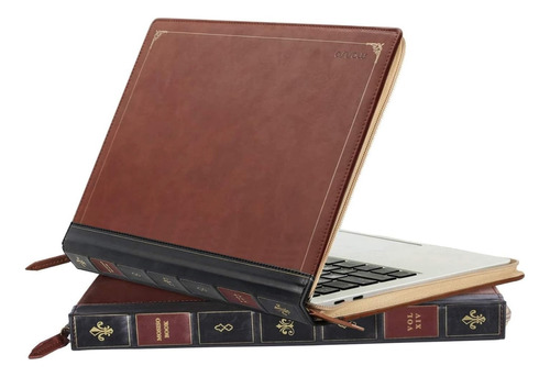 Funda Compatible Con Macbook Pro- Air 13 Vintage Cuero Libro