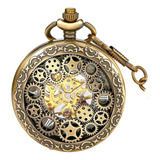 Reloj De Bolsillo Estilo Esqueleto Vintage Para Hombre