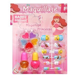 Set De Uñas Postizas Y Maquillaje Para Niña