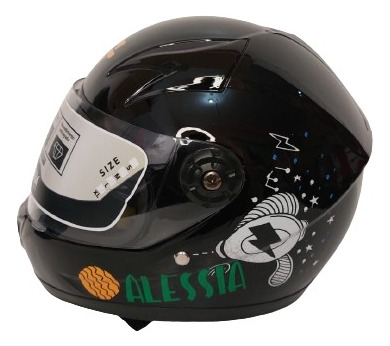 Casco Cerrado Infantil Negro Brilloso Planet