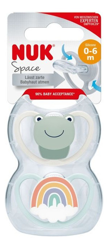 Set 2 Chupetes Nuk Space Silicona Anatomico T1 0-6 Meses