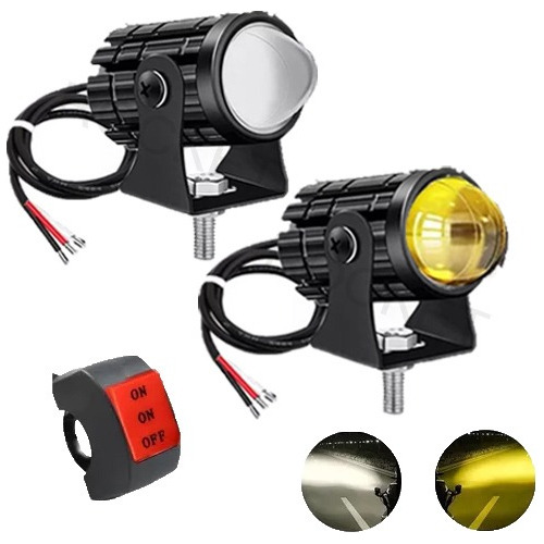 2 Faros Auxiliares De Doble Color Para Coche Moto