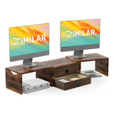 Zimilar Soporte Elevador Monitor Doble Con 2 Cajones, Madera