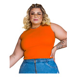 Cropped Regata Plus Size Blusa Feminina Canelada  Luxo 46/52