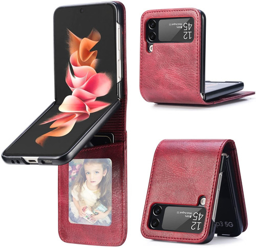 Funda Tipo Cartera Para Samsung Galaxy Z Flip 3 5g Roja