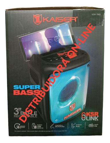 Mini Bocina Recargable Luz Led Flama Neon Kaiser 3 PLG 2900w