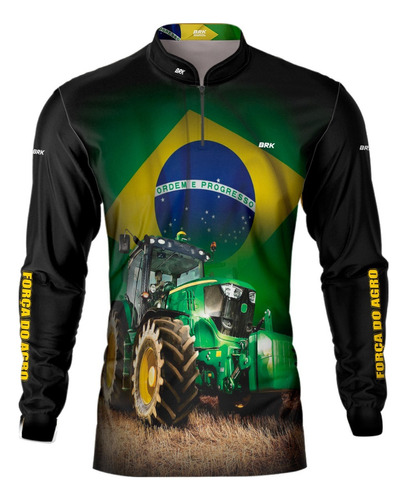 Camisa Trator Agro Brk Fazendeiro Do Brasil Trator Com Uv50+