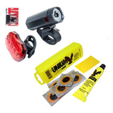 Kit Remendo + Lanterna Bike Sinalizador Led Bicicleta Reparo