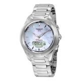 Reloj Tissot T-touch Solar Lady Mother Of Pearl Boleta Color De La Correa Plateado Color Del Bisel Plateado