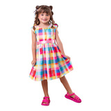 Vestido Quadrilha Xadrez Infantil Festa Junina Moda Menina 