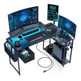 Domicon L Shaped Gaming Desk, 47 Inch Computer Desk With Le.