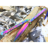 Navaja Mariposa Balisong Tornasol Acero Militar Mod 9283