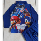 Traje De Baño Niño Natación Sonic Vs Mario Bross