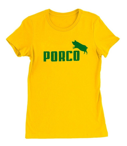 Baby Look Camiseta Feminina Porco Especial Copa Do Mundo