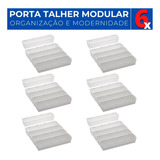 Kit 6 Porta Talheres Organizador De Gaveta Modular Com 5 Pçs