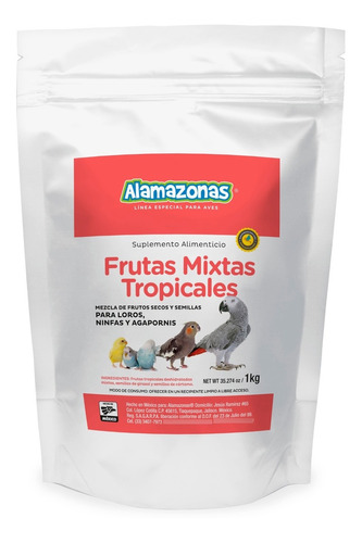 Frutas Mixtas Tropicales Para Loros, Ninfas Y Agapornis 1kg