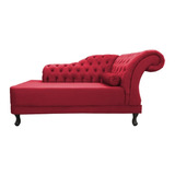 Divã Chaise Vani Recepção 1,80 Suede Vermelho