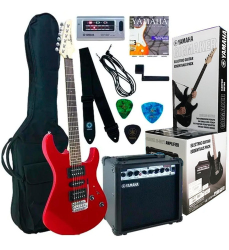 Paquete De Guitarra Eléctrica Yamaha Rojo Metálico Erg121gpi
