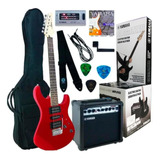Paquete De Guitarra Eléctrica Yamaha Rojo Metálico Erg121gpi