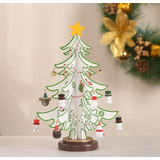 Árvore De Natal Madeira Decorativa C/ Enfeites Branca 28 Cm