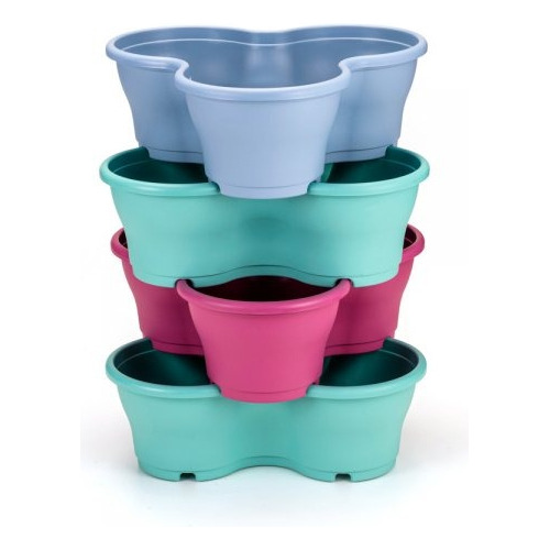 Kit 12 Vaso Trevo Empilhavel Color Sortidos Jardim Plantas