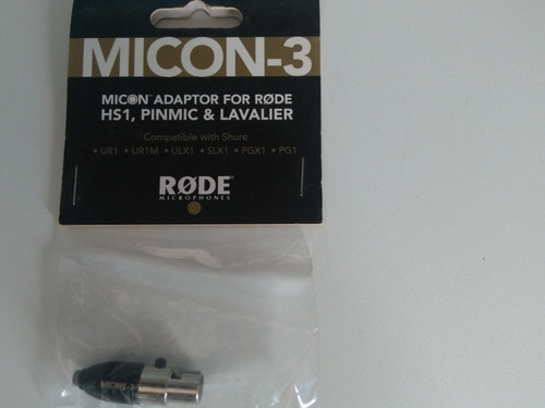 Adaptador Rode Micon-3 Para Microfone Hs1, Pinmic E Lavalier