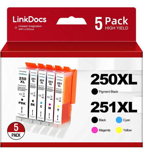  Linkdocs Cartucho De Tinta Compatible Con Canon 250xl 251xl