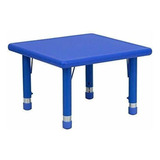 Muebles De Flash 24 '' Cuadrado De Plástico Azul Mesa Altur